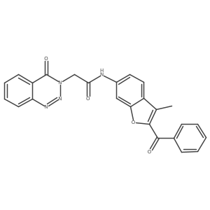 N-[3-methyl-2-(phenylcarbonyl)-1-benzofuran-6-yl]-2-(4-oxo-1,2,3-benzotriazin-3(4H)-yl)acetamide Structure