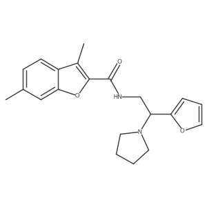 N-[2-(furan-2-yl)-2-(pyrrolidin-1-yl)ethyl]-3,6-dimethyl-1-benzofuran-2-carboxamide结构式