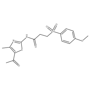 N-(5-acetyl-4-methylthiazol-2-yl)-3-((4-methoxyphenyl)sulfonyl)propanamide结构式