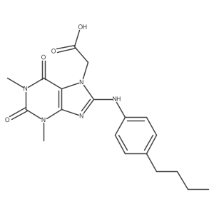 2-(8-((4-butylphenyl)amino)-1,3-dimethyl-2,6-dioxo-2,3-dihydro-1H-purin-7(6H)-yl)acetic acid Structure