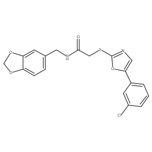 N-[(2H-1,3-benzodioxol-5-yl)methyl]-2-{[5-(3-chlorophenyl)-1,3-oxazol-2-yl]sulfanyl}acetamide结构式