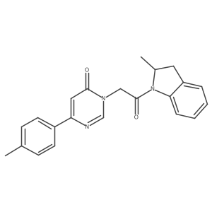 3-(2-(2-methylindolin-1-yl)-2-oxoethyl)-6-(p-tolyl)pyrimidin-4(3H)-one结构式