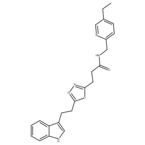 N-[(5-ethyl-2-pyridyl)methyl]-3-[5-[2-(1H-indol-3-yl)ethyl]-1,3,4-oxadiazol-2-yl]propanamide结构式