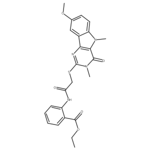 ethyl 2-[2-({8-methoxy-3,5-dimethyl-4-oxo-3H,4H,5H-pyrimido[5,4-b]indol-2-yl}sulfanyl)acetamido]benzoate结构式
