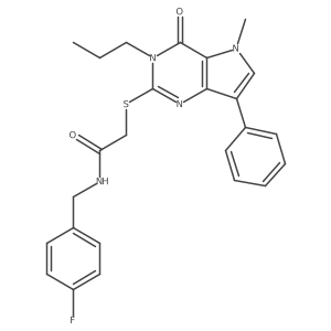 N-(4-fluorobenzyl)-2-((5-methyl-4-oxo-7-phenyl-3-propyl-4,5-dihydro-3H-pyrrolo[3,2-d]pyrimidin-2-yl)thio)acetamide结构式