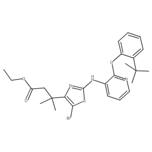 Ethyl 3-(5-bromo-2-((2-(2-(tert-butyl)phenoxy)pyridin-3-yl)amino)thiazol-4-yl)-3-methylbutanoate Structure
