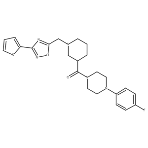 [4-(4-Fluorophenyl)-1-piperazinyl][1-[[3-(2-thienyl)-1,2,4-oxadiazol-5-yl]methyl]-3-piperidinyl]methanone结构式