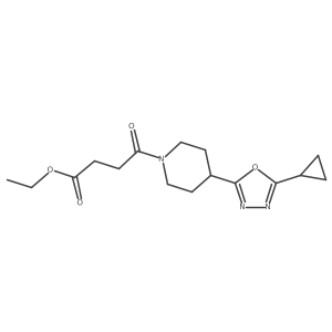 Ethyl 4-[4-(5-cyclopropyl-1,3,4-oxadiazol-2-yl)piperidin-1-yl]-4-oxobutanoate结构式