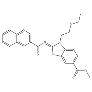 (Z)-methyl 3-(2-ethoxyethyl)-2-((quinoxaline-2-carbonyl)imino)-2,3-dihydrobenzo[d]thiazole-6-carboxylate Structure