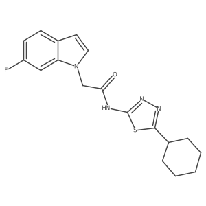 N-(5-cyclohexyl-1,3,4-thiadiazol-2-yl)-2-(6-fluoro-1H-indol-1-yl)acetamide Structure