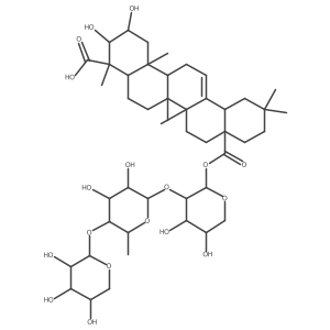 28-(O-I(2)-D-Xylopyranosyl-(1a4)-O-6-deoxy-I+/--L-mannopyranosyl-(1a2)-I+/--L-arabinopyranosyl) (2I(2),3I(2),4I+/-)-2,3-dihydroxyolean-12-ene-23,28-dioate结构式
