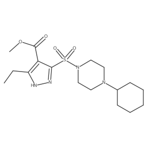 methyl 5-((4-cyclohexylpiperazin-1-yl)sulfonyl)-3-ethyl-1H-pyrazole-4-carboxylate结构式