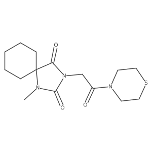 1-Methyl-3-[2-oxo-2-(thiomorpholin-4-yl)ethyl]-1,3-diazaspiro[4.5]decane-2,4-dione Structure