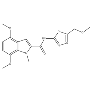 4,7-dimethoxy-N-(5-(methoxymethyl)-1,3,4-thiadiazol-2-yl)-1-methyl-1H-indole-2-carboxamide结构式