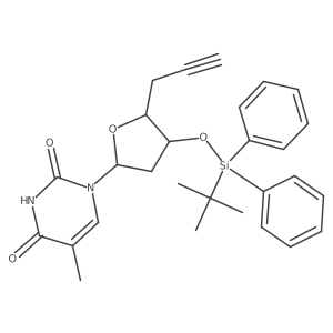 1-((2R,4S,5R)-4-((tert-Butyldiphenylsilyl)oxy)-5-(prop-2-yn-1-yl)tetrahydrofuran-2-yl)-5-methylpyrimidine-2,4(1H,3H)-dione Structure
