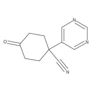 4-Oxo-1-(pyrimidin-5-YL)cyclohexane-1-carbonitrile结构式