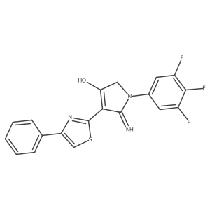 5-imino-4-(4-phenyl-1,3-thiazol-2-yl)-1-(3,4,5-trifluorophenyl)-2,5-dihydro-1H-pyrrol-3-ol结构式