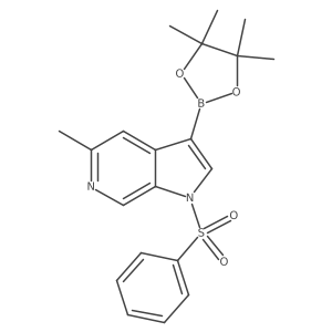 1H-Pyrrolo[2,3-c]pyridine, 5-methyl-1-(phenylsulfonyl)-3-(4,4,5,5-tetramethyl-1,3,2-dioxaborolan-2-yl)-结构式