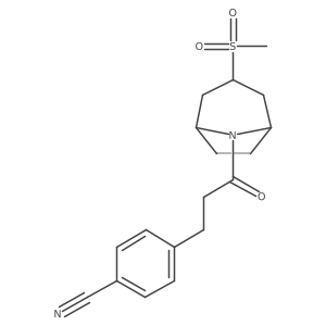 4-(3-((1R,5S)-3-(methylsulfonyl)-8-azabicyclo[3.2.1]octan-8-yl)-3-oxopropyl)benzonitrile Structure
