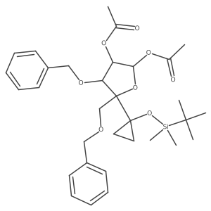 (3R,4S,5R)-4-(Benzyloxy)-5-((benzyloxy)methyl)-5-(1-((tert-butyldimethylsilyl)oxy)cyclopropyl)tetrahydrofuran-2,3-diyl diacetate结构式