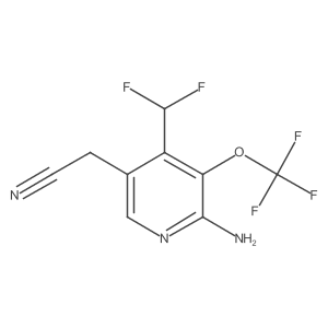 2-(6-Amino-4-(difluoromethyl)-5-(trifluoromethoxy)pyridin-3-yl)acetonitrile结构式