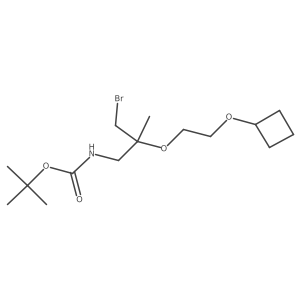 tert-butyl N-[3-bromo-2-(2-cyclobutoxyethoxy)-2-methylpropyl]carbamate结构式