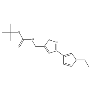 tert-butyl ((3-(1-ethyl-1H-pyrazol-4-yl)-1,2,4-oxadiazol-5-yl)methyl)carbamate Structure