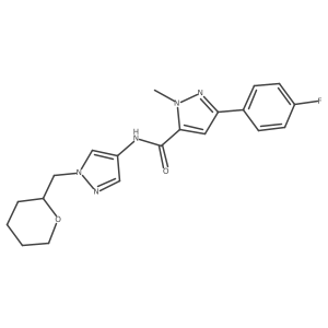 3-(4-fluorophenyl)-1-methyl-N-(1-((tetrahydro-2H-pyran-2-yl)methyl)-1H-pyrazol-4-yl)-1H-pyrazole-5-carboxamide Structure