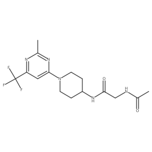 2-acetamido-N-(1-(2-methyl-6-(trifluoromethyl)pyrimidin-4-yl)piperidin-4-yl)acetamide结构式