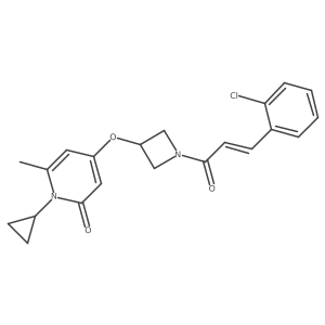 (E)-4-((1-(3-(2-chlorophenyl)acryloyl)azetidin-3-yl)oxy)-1-cyclopropyl-6-methylpyridin-2(1H)-one结构式