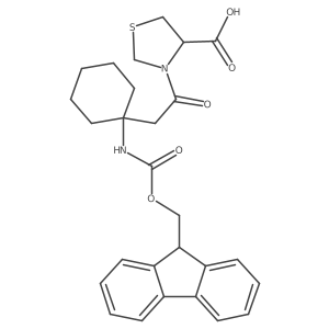 (4R)-3-{2-[1-({[(9H-fluoren-9-yl)methoxy]carbonyl}amino)cyclohexyl]acetyl}-1,3-thiazolidine-4-carboxylic acid结构式