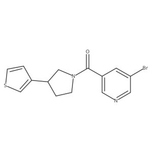 3-Bromo-5-[3-(thiophen-3-yl)pyrrolidine-1-carbonyl]pyridine结构式