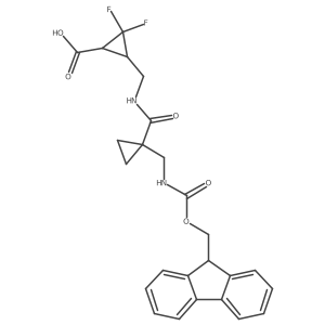 rac-(1R,3S)-3-[({1-[({[(9H-fluoren-9-yl)methoxy]carbonyl}amino)methyl]cyclopropyl}formamido)methyl]-2,2-difluorocyclopropane-1-carboxylic acid Structure