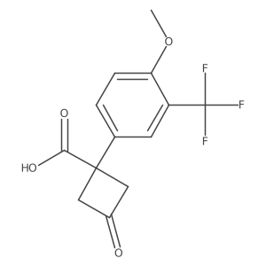 1-[4-Methoxy-3-(trifluoromethyl)phenyl]-3-oxocyclobutane-1-carboxylic acid Structure