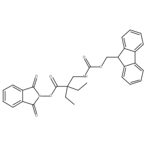 1,3-dioxo-2,3-dihydro-1H-isoindol-2-yl 2-ethyl-2-[({[(9H-fluoren-9-yl)methoxy]carbonyl}amino)methyl]butanoate结构式