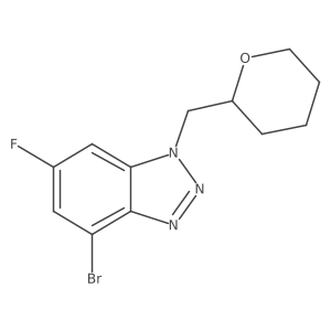 4-bromo-6-fluoro-1-[(oxan-2-yl)methyl]-1H-1,2,3-benzotriazole Structure