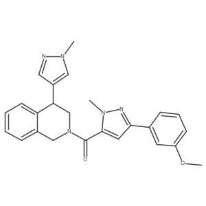 (3-(3-methoxyphenyl)-1-methyl-1H-pyrazol-5-yl)(4-(1-methyl-1H-pyrazol-4-yl)-3,4-dihydroisoquinolin-2(1H)-yl)methanone结构式