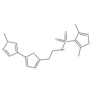 3,5-dimethyl-N-{2-[5-(1-methyl-1H-pyrazol-4-yl)thiophen-2-yl]ethyl}-1,2-oxazole-4-sulfonamide结构式