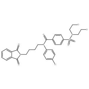 4-(N,N-bis(2-chloroethyl)sulfamoyl)-N-(4-chlorophenyl)-N-(4-(1,3-dioxoisoindolin-2-yl)butyl)benzamide结构式