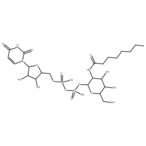 Uridine 5a(2)-(trihydrogen diphosphate), Pa(2)-[2-deoxy-2-[(1-oxooctyl)amino]-I+/--D-glucopyranosyl] ester结构式