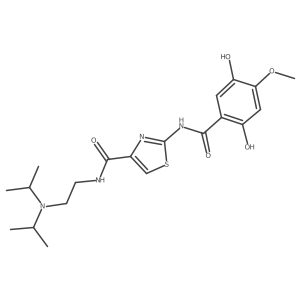 2-(2,5-Dihydroxy-4-methoxybenzamido)-N-(2-(diisopropylamino)ethyl)thiazole-4-carboxamide Structure
