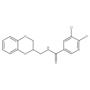 5,6-dichloro-N-(2,3-dihydro-1,4-benzodioxin-3-ylmethyl)pyridine-3-carboxamide结构式