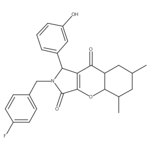2-[(4-fluorophenyl)methyl]-1-(3-hydroxyphenyl)-5,7-dimethyl-4a,5,6,7,8,8a-hexahydro-1H-chromeno[2,3-c]pyrrole-3,9-dione Structure