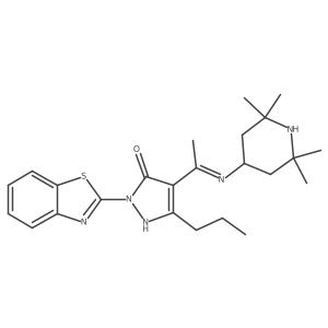 (4Z)-2-(1,3-benzothiazol-2-yl)-5-propyl-4-{1-[(2,2,6,6-tetramethylpiperidin-4-yl)amino]ethylidene}-2,4-dihydro-3H-pyrazol-3-one Structure