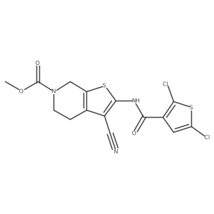 methyl 3-cyano-2-(2,5-dichlorothiophene-3-carboxamido)-4,5-dihydrothieno[2,3-c]pyridine-6(7H)-carboxylate Structure