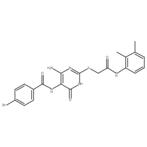 N-(4-amino-2-((2-((2,3-dimethylphenyl)amino)-2-oxoethyl)thio)-6-oxo-1,6-dihydropyrimidin-5-yl)-4-bromobenzamide结构式