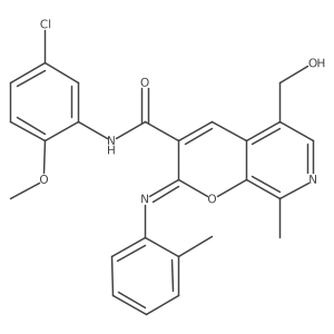 (2Z)-N-(5-chloro-2-methoxyphenyl)-5-(hydroxymethyl)-8-methyl-2-[(2-methylphenyl)imino]-2H-pyrano[2,3-c]pyridine-3-carboxamide结构式