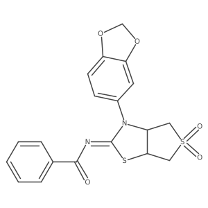 N-[(2Z)-3-(1,3-benzodioxol-5-yl)-5,5-dioxidotetrahydrothieno[3,4-d][1,3]thiazol-2(3H)-ylidene]benzamide Structure