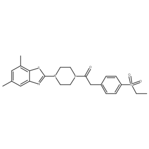 1-(4-(5,7-Dimethylbenzo[d]thiazol-2-yl)piperazin-1-yl)-2-(4-(ethylsulfonyl)phenyl)ethanone结构式