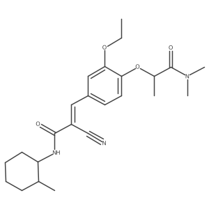 (E)-2-Cyano-3-[4-[1-(dimethylamino)-1-oxopropan-2-yl]oxy-3-ethoxyphenyl]-N-(2-methylcyclohexyl)prop-2-enamide结构式